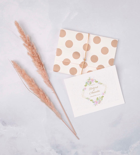 Top View Colorful Wedding Invitation Psd