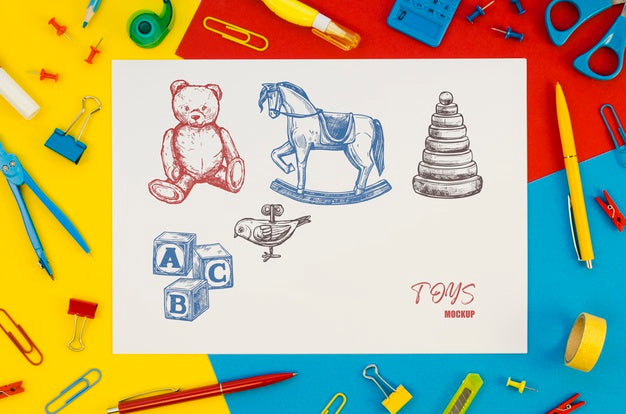 Top View Composition With Card Mock-Up On Colorful Background Psd