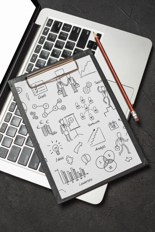 Top View Composition With Laptop And Office Supplies Psd