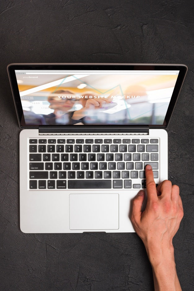 Top View Composition With Laptop And Office Supplies Psd