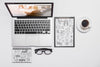 Top View Composition With Laptop And Office Supplies Psd