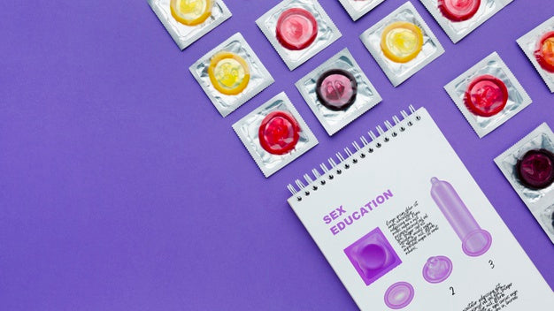 Top View Condoms Frame Psd