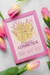 Top View Cosmetics Mockup With Flowers Psd
