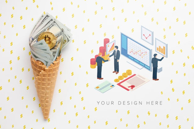 Top View Cryptocurrency And Money Psd