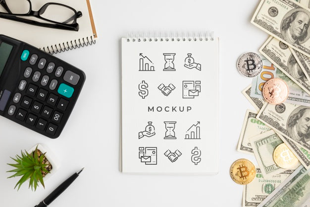 Top View Cryptocurrency And Money Psd