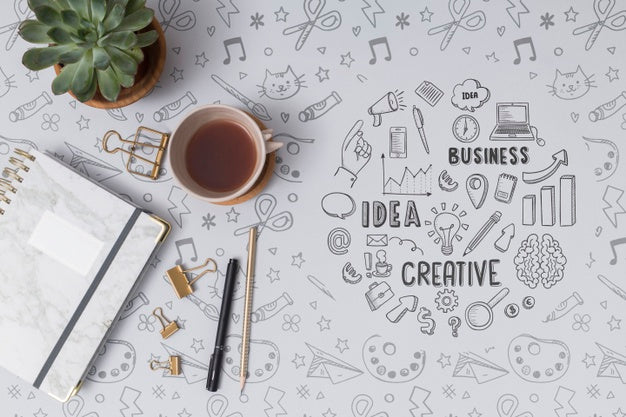 Top View Cup Of Coffee On A Table Psd