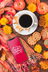 Top View Cup Of Coffee With Dried Leaves And Fruit Psd