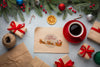 Top View Cup Of Coffee With Gift Boxes Psd