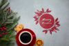 Top View Cup Of Coffee With Watercolour Merry Christmas Design Psd