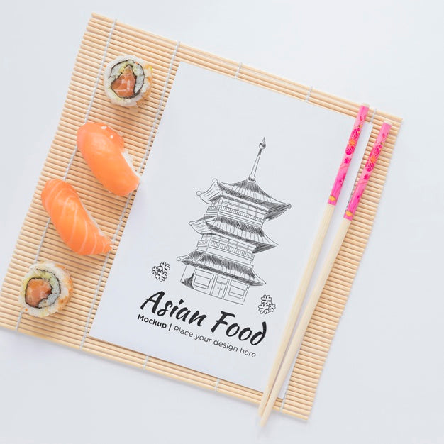 Top View Delicious Asian Food Concept Psd