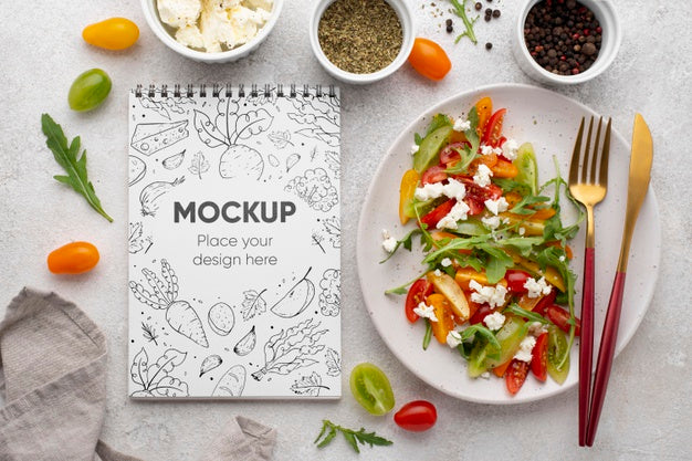 Top View Delicious Healthy Salad Mock-Up Psd
