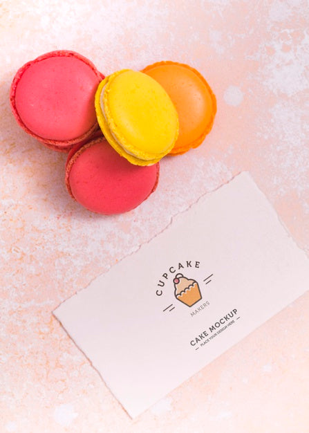 Top View Delicious Macarons Arrangement Psd