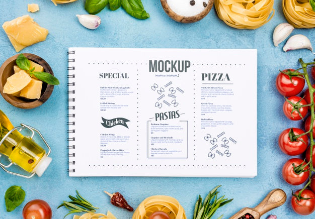 Top View Delicious Pasta Ingredients Psd