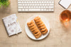 Top View Delicious Pastries On A Plate Psd