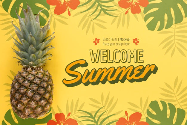 Top View Delicious Pineapple With Mock-Up Psd