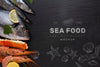 Top View Delicious Sea Food Assortment With Mock-Up Psd