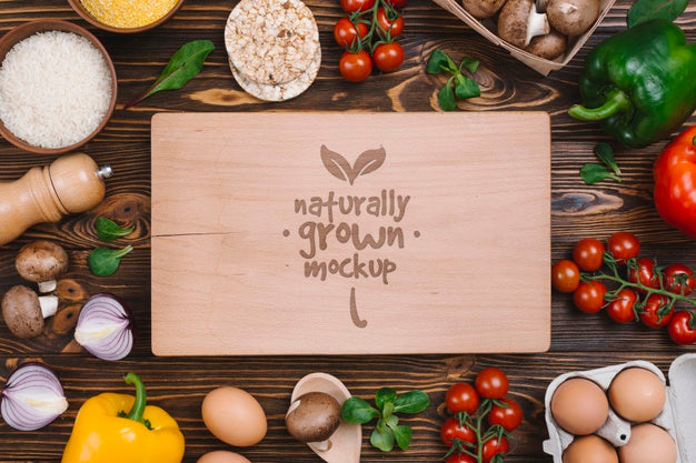 Top View Delicious Veggies Vegan Food Mock-Up Psd