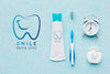 Top View Dental Care Accessories With Mock-Up Psd