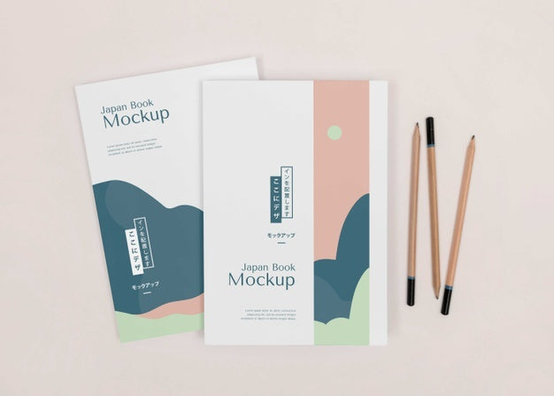 Top View Desk Arrangement With Books Psd