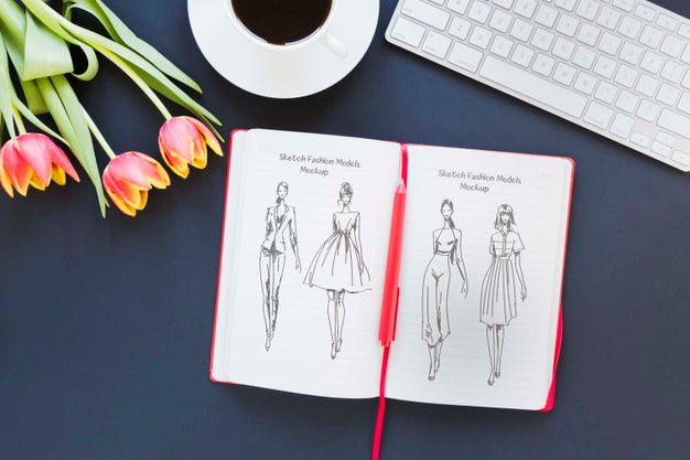 Top View Desk Concept With Mock-Up Psd