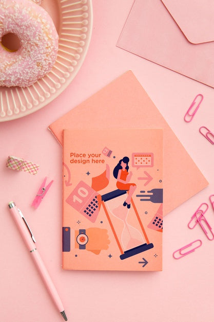 Top View Desk Concept With Office Supplies Psd