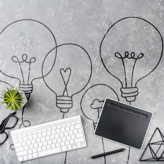 Top View Desk Concept With Smartphone Psd