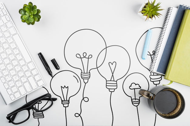 Top View Desk Concept With White Background Psd