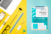 Top View Desk Items And Laptop Psd