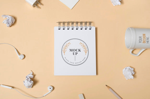 Top View Desk Mock-Up With Paper Psd