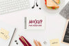 Top View Desk With Sandwich And Agenda Mock-Up Psd