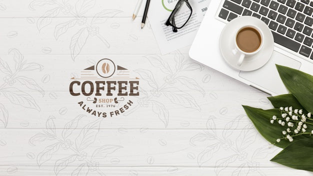 Top View Desktop Concept With Mock-Up Psd