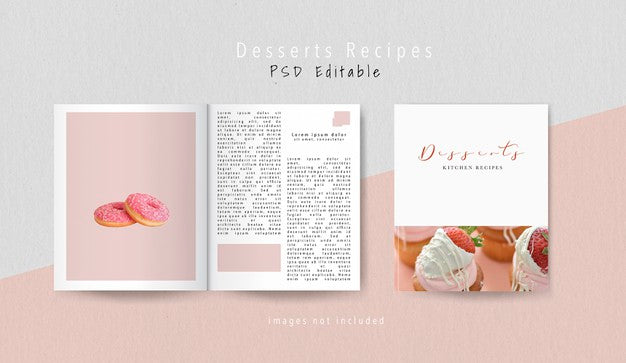 Top View Dessert Editorial Magazine Psd