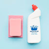 Top View Detergent Bottle And Sponge Psd