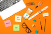 Top View Devices And Desk Items Psd