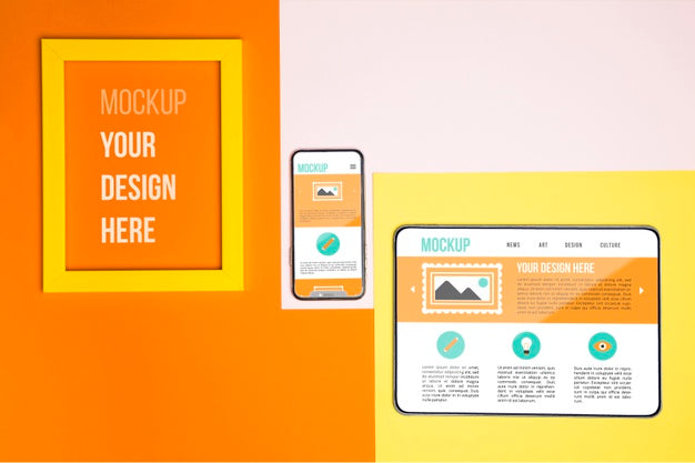 Top View Devices And Frame Arrangement Psd