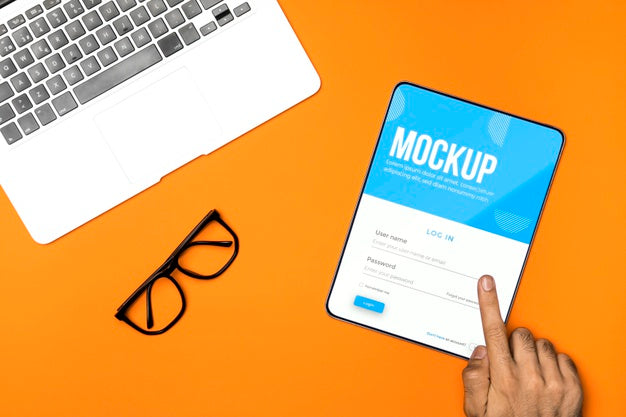 Top View Devices And Glasses Arrangement Psd