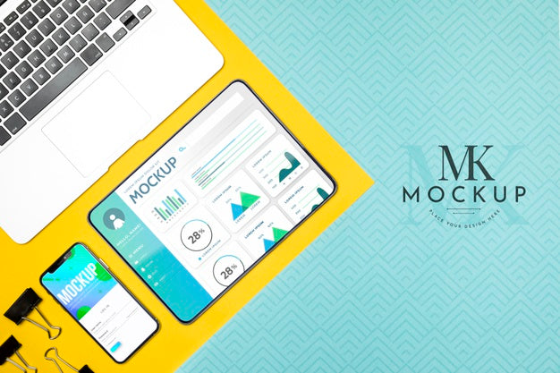 Top View Devices Arrangement Mock-Up Psd