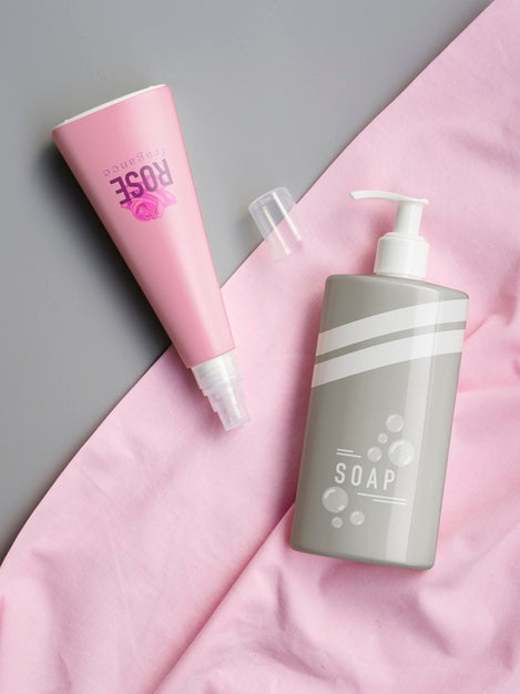 Top View Different Bottles Mock-Up Psd