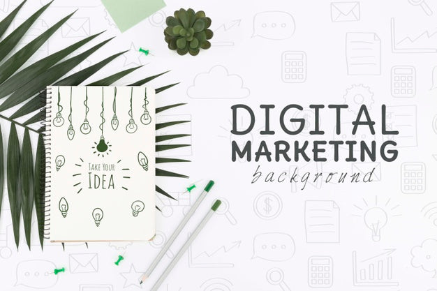 Top View Digital Marketing Mockup Psd