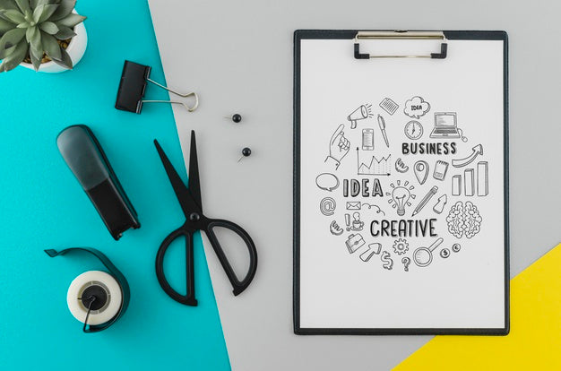 Top View Drawing With Mock-Up Concept Psd