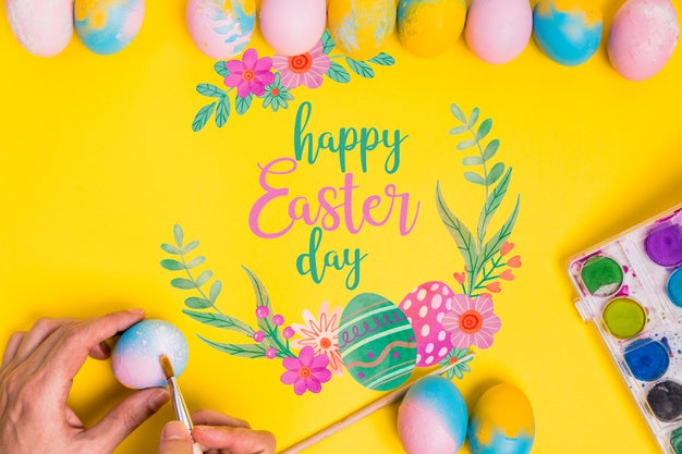 Top View Easter Composition With Copyspace Psd