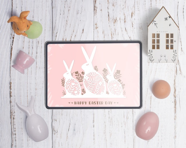 Top View Easter Mockup Composition Psd