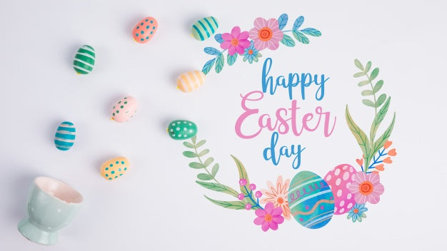 Top View Easter Mockup Composition Psd
