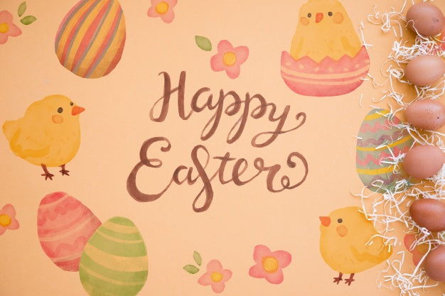 Top View Easter Mockup Psd