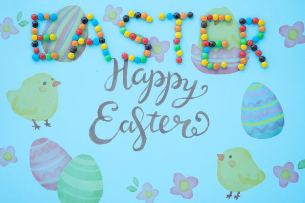 Top View Easter Mockup Psd