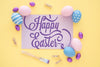Top View Easter Mockup With Card Psd