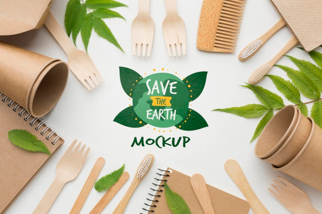 Top View Eco Paper Objects Psd