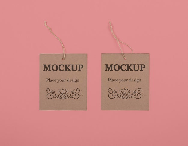Top View Eco Tags On Pink Background Psd