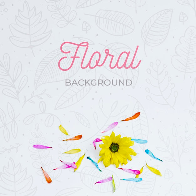 Top View Elegant Floral Background Psd