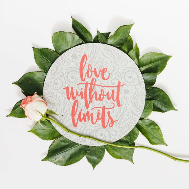 Top View Elegant Frame Surrounded By Leaves Psd